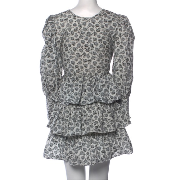 LoveShackFancy Paris Grey Tiered Dress Medium - Picture 5 of 5